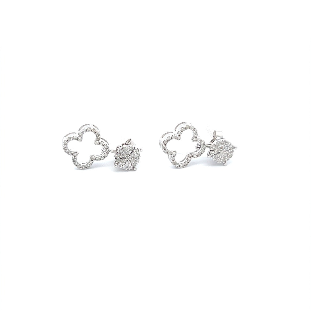 Dangling Clove Diamond Earrings In 14K White Gold