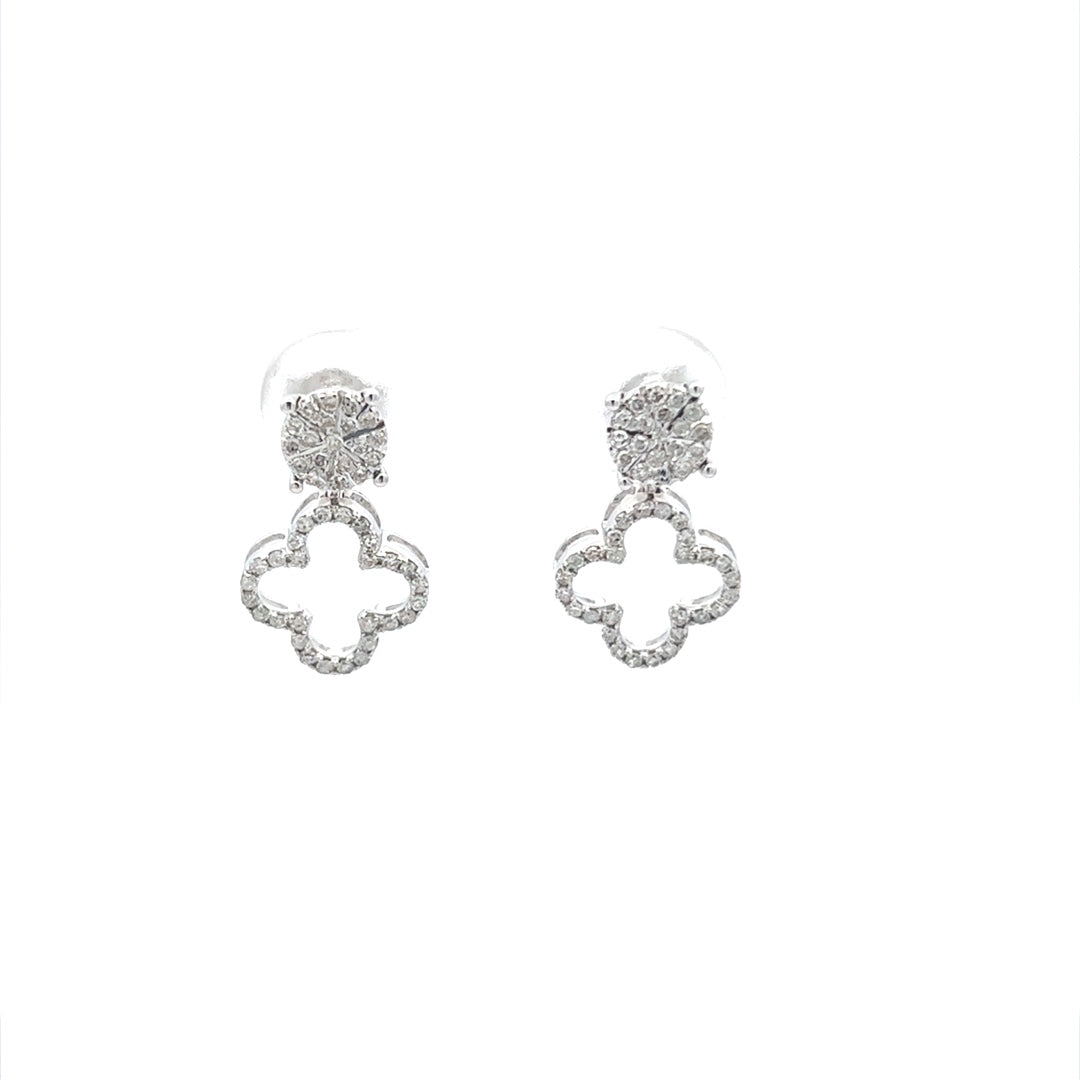 Dangling Clove Diamond Earrings In 14K White Gold