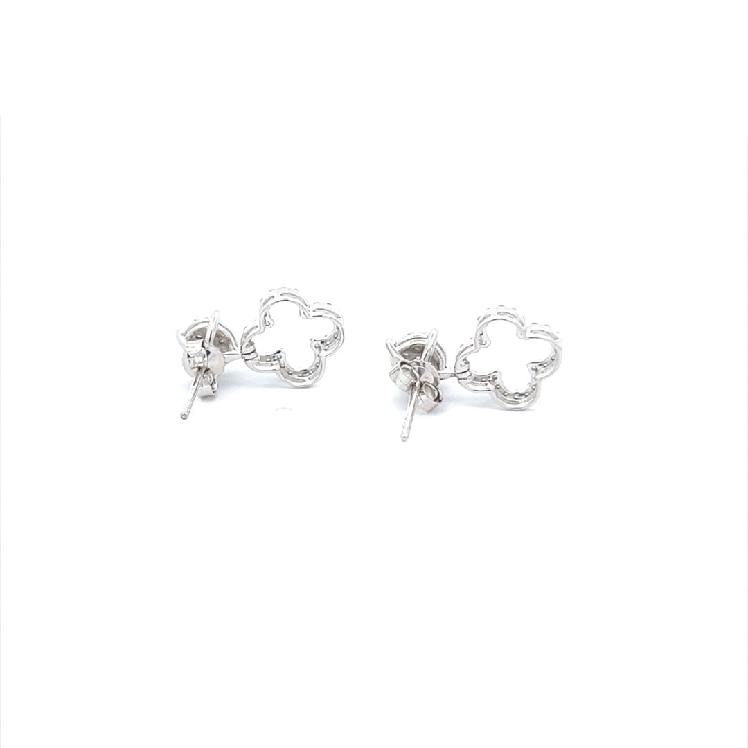 Dangling Clove Diamond Earrings In 14K White Gold