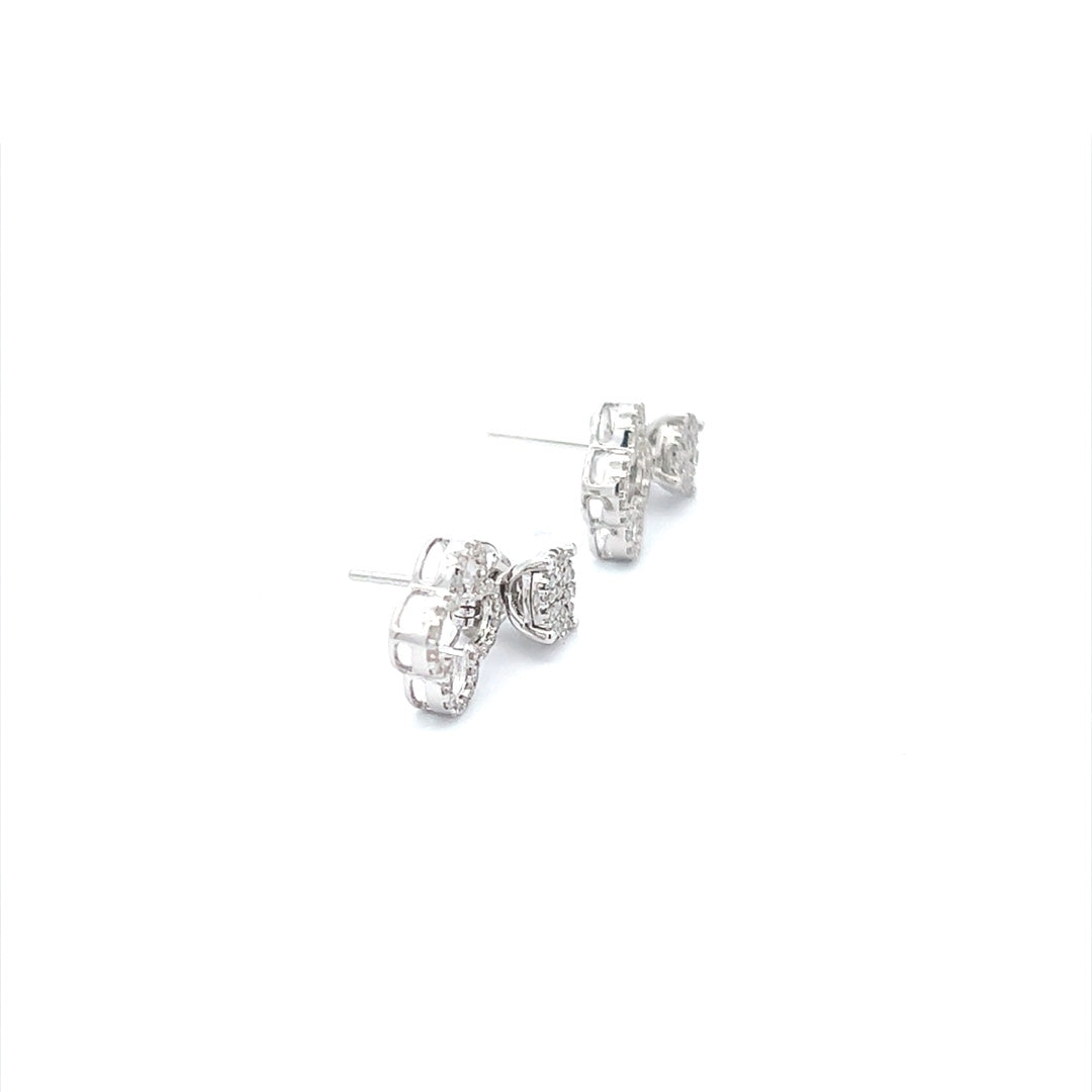 Dangling Clove Diamond Earrings In 14K White Gold