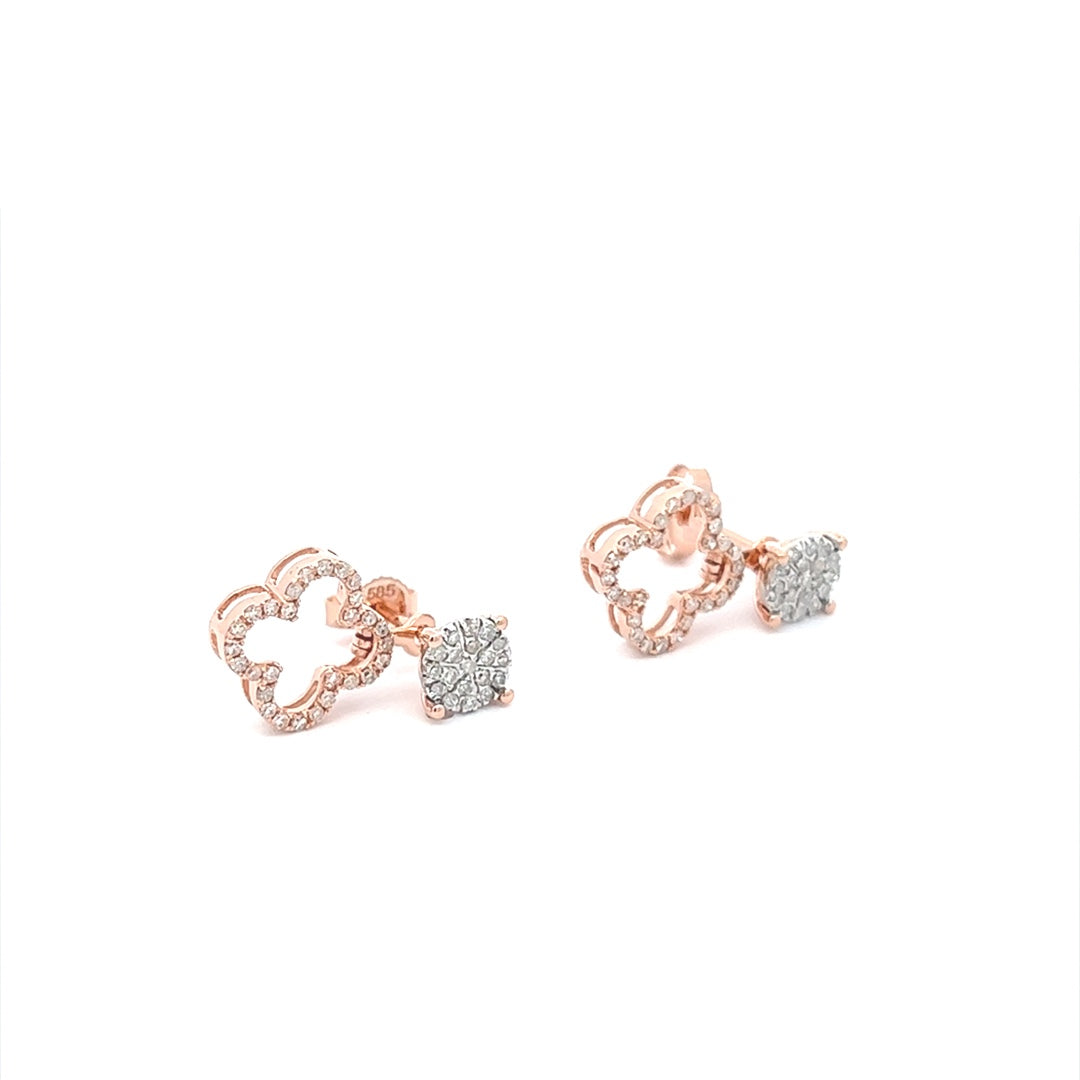 Dangling Clove Diamond Earrings In 14K Pink Gold