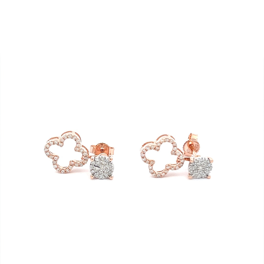 Dangling Clove Diamond Earrings In 14K Pink Gold