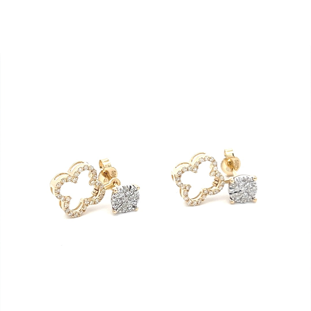 Dangling Clove Diamond Earrings In 14K Yellow Gold