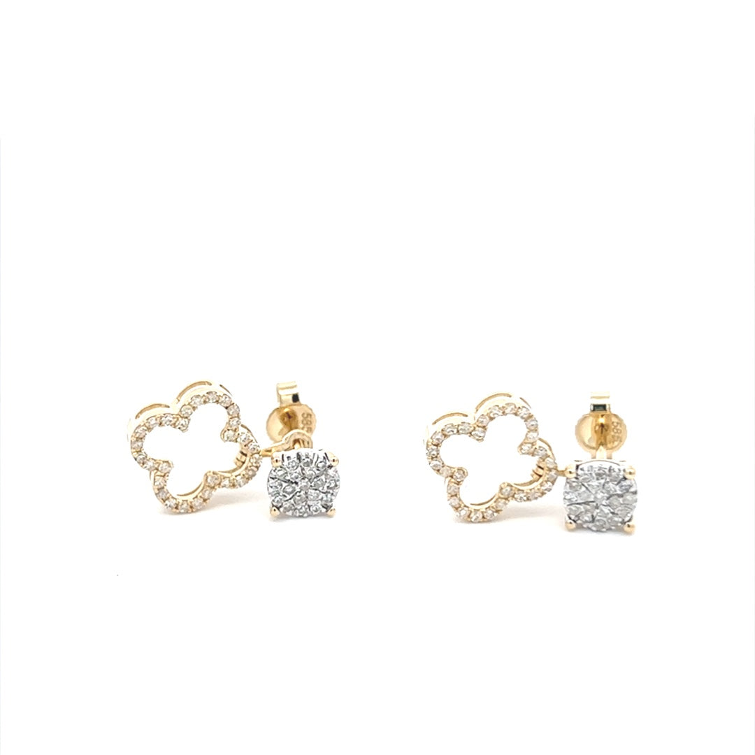 Dangling Clove Diamond Earrings In 14K Yellow Gold