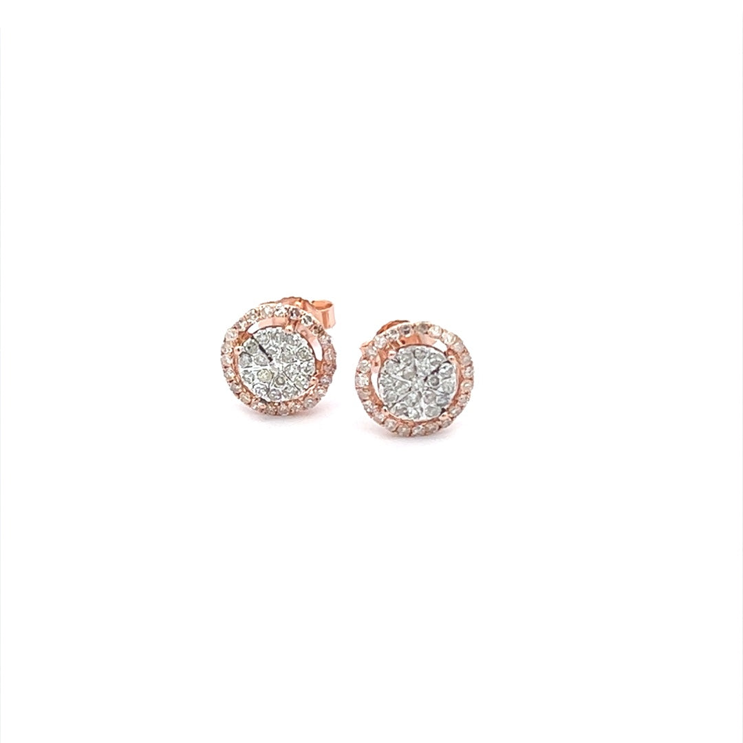 Diamond Earrings In 14K Pink Gold