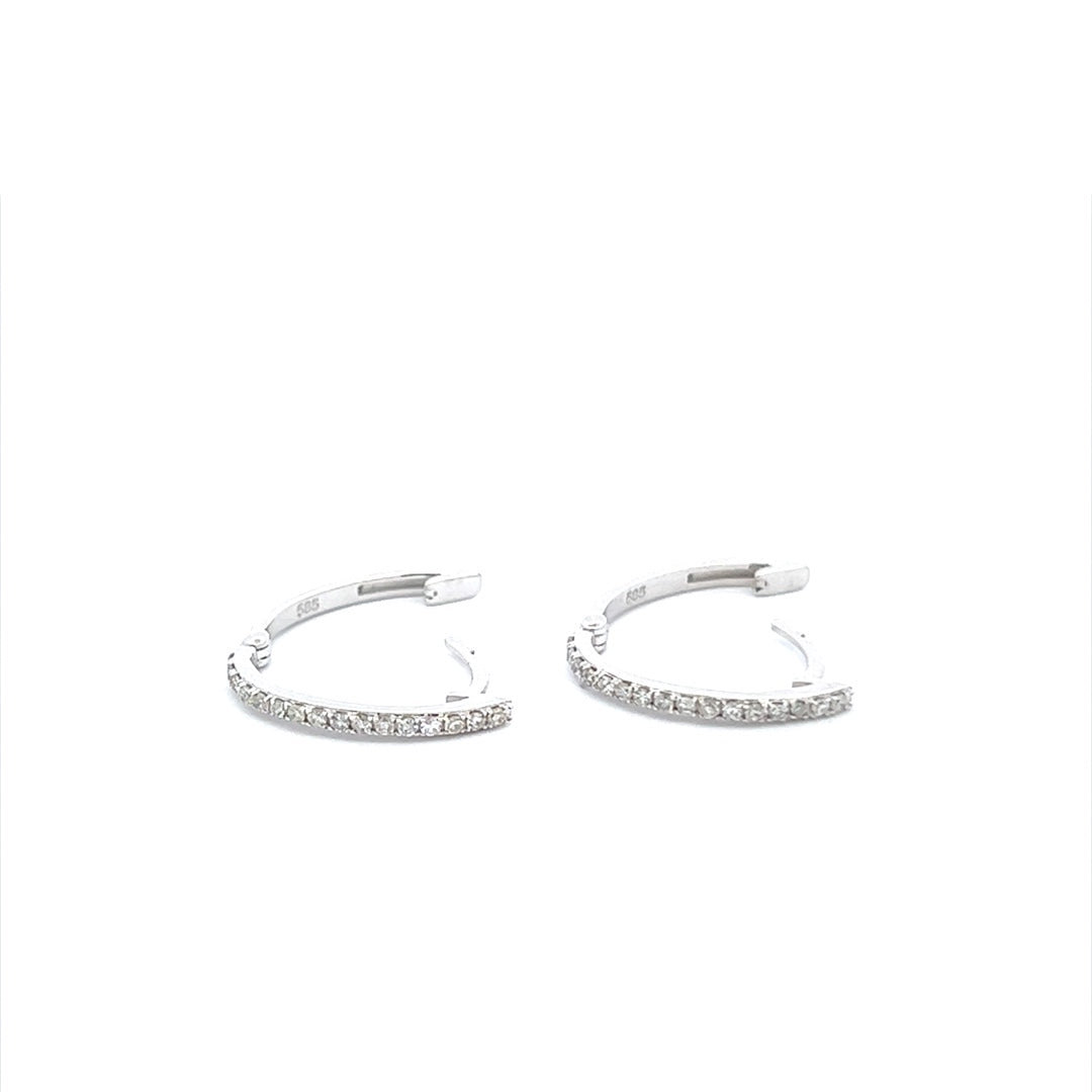 Long Diamond Hoops In 14K White Gold