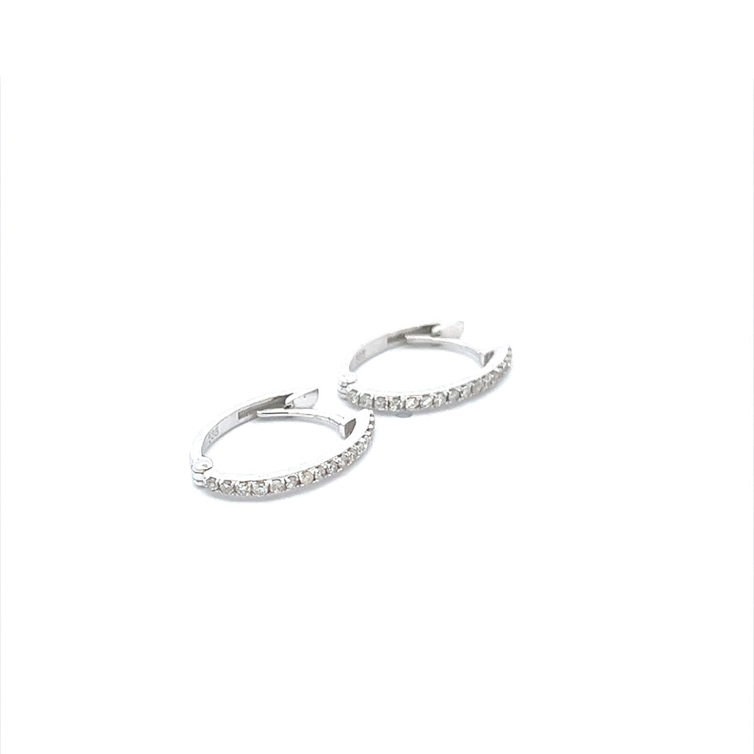 Long Diamond Hoops In 14K White Gold