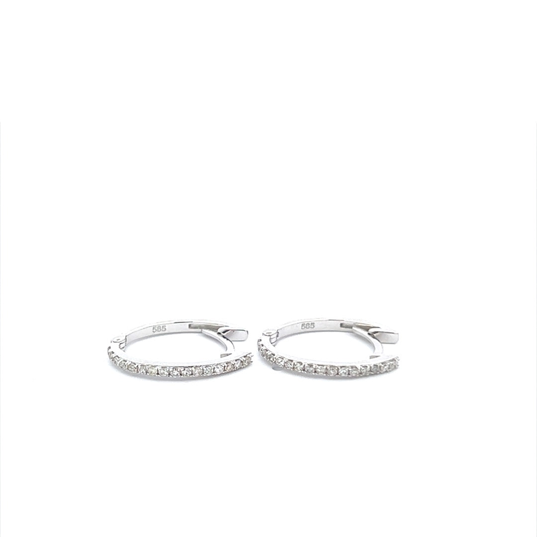 Long Diamond Hoops In 14K White Gold