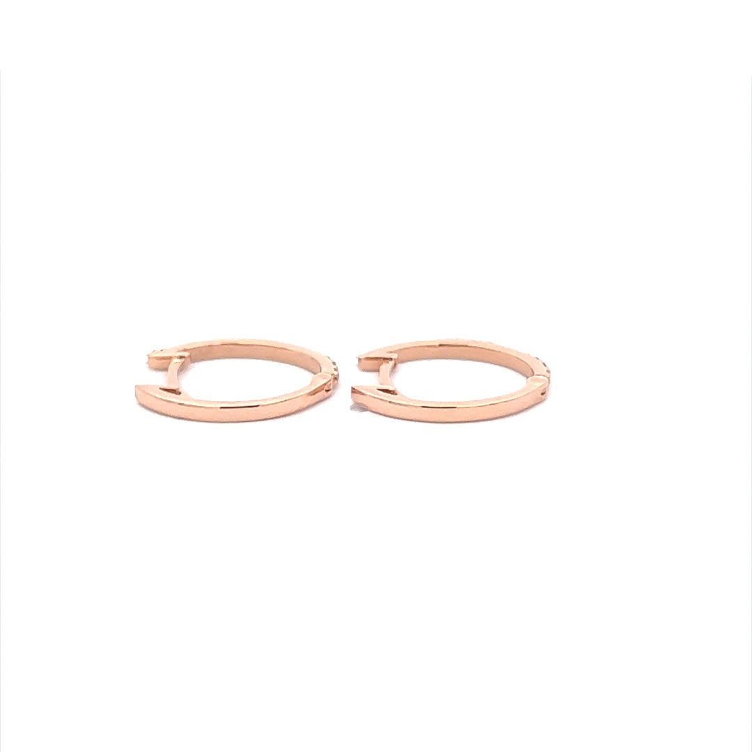 Long Diamond Hoops In 14K Pink Gold