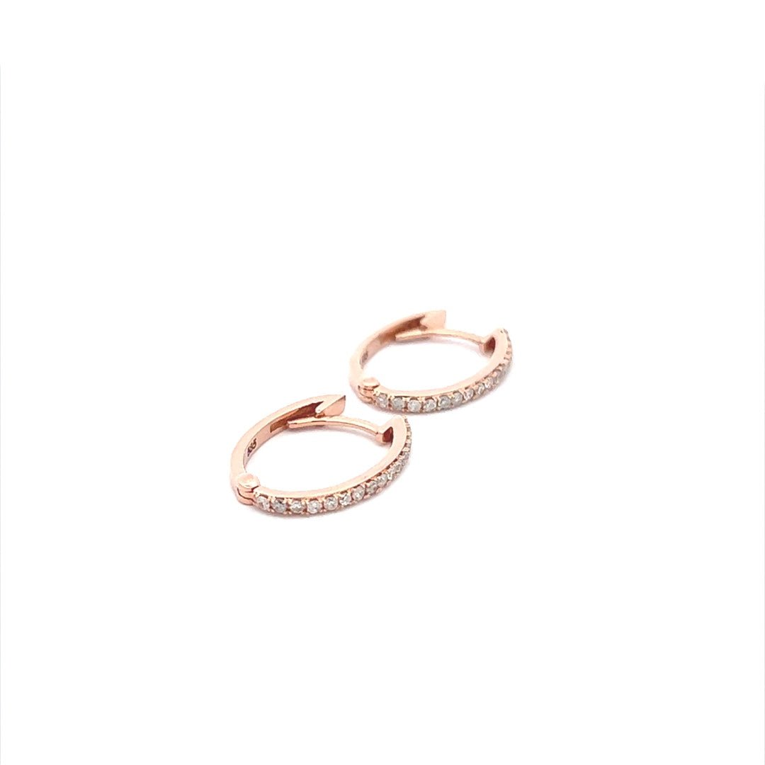 Long Diamond Hoops In 14K Pink Gold