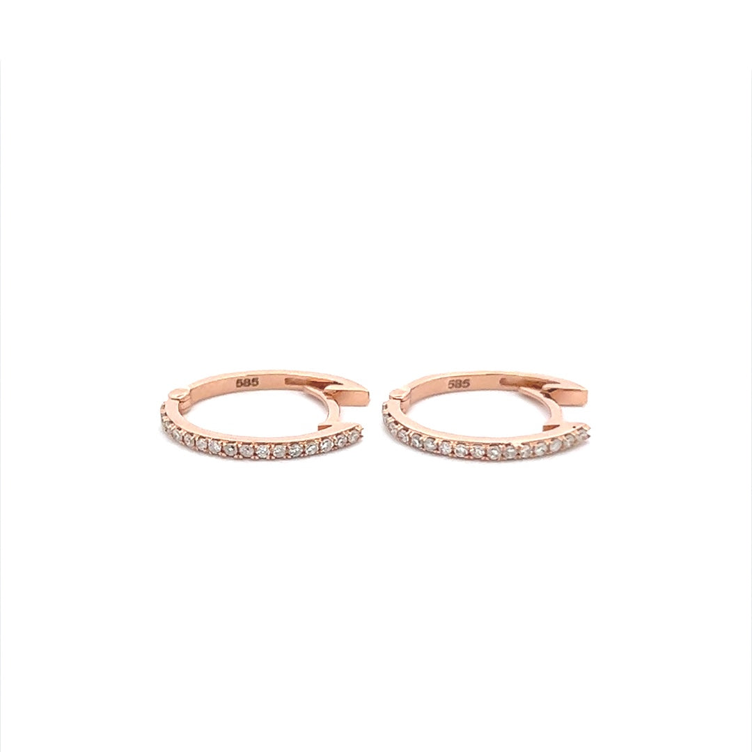 Long Diamond Hoops In 14K Pink Gold