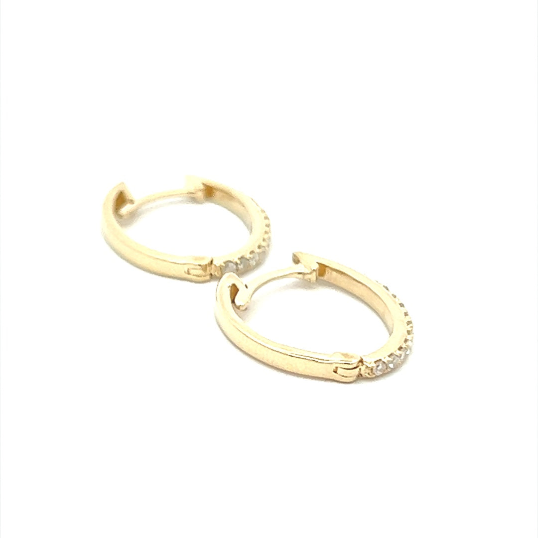 Long Diamond Hoops In 14K Yellow Gold