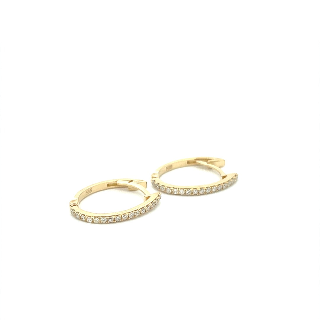 Long Diamond Hoops In 14K Yellow Gold