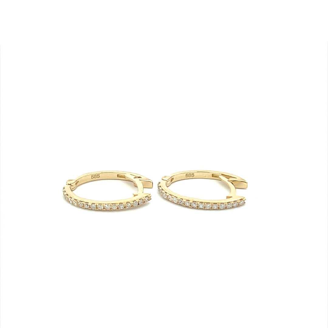 Long Diamond Hoops In 14K Yellow Gold