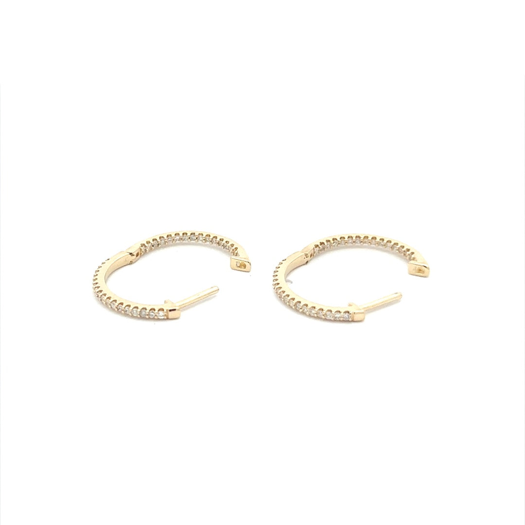 Diamond Eternity Hoops In 14K Yellow Gold