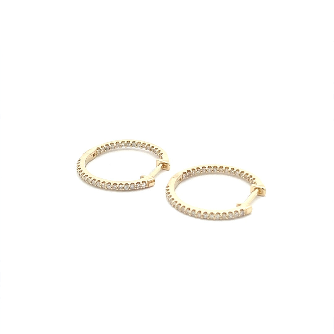 Diamond Eternity Hoops In 14K Yellow Gold