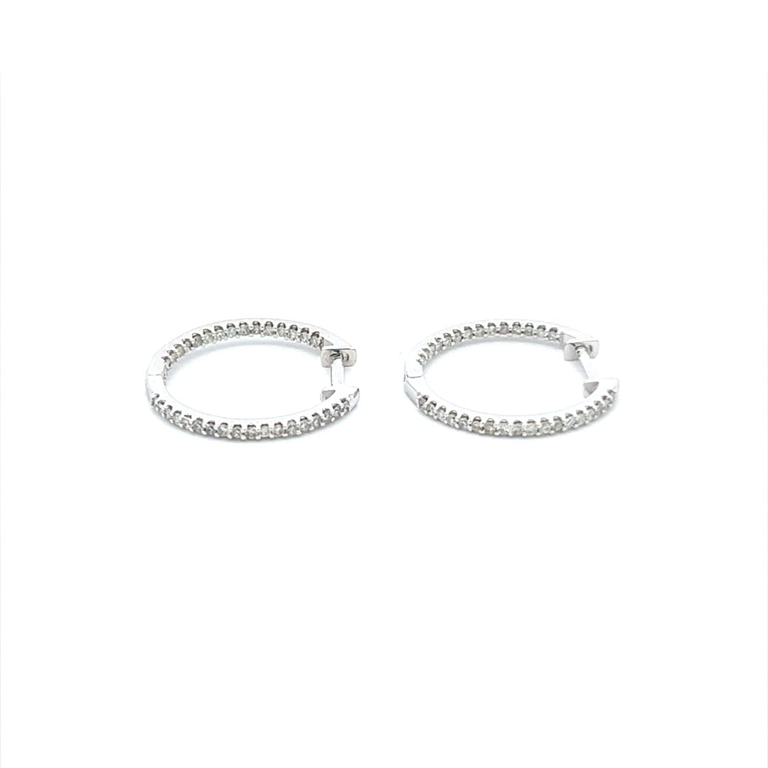 Diamond Huggie Hoops In 14K White Gold