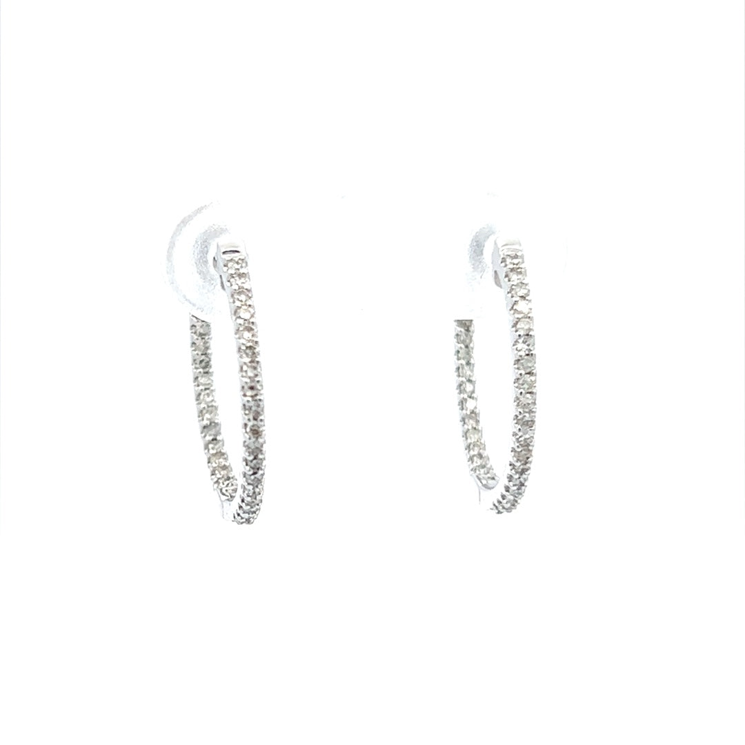 Diamond Huggie Hoops In 14K White Gold