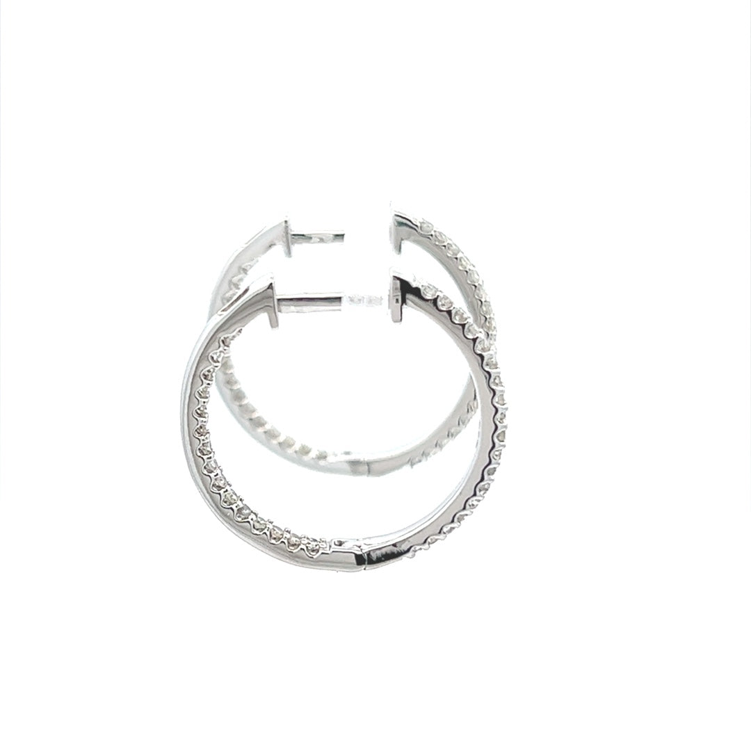 Diamond Huggie Hoops In 14K White Gold