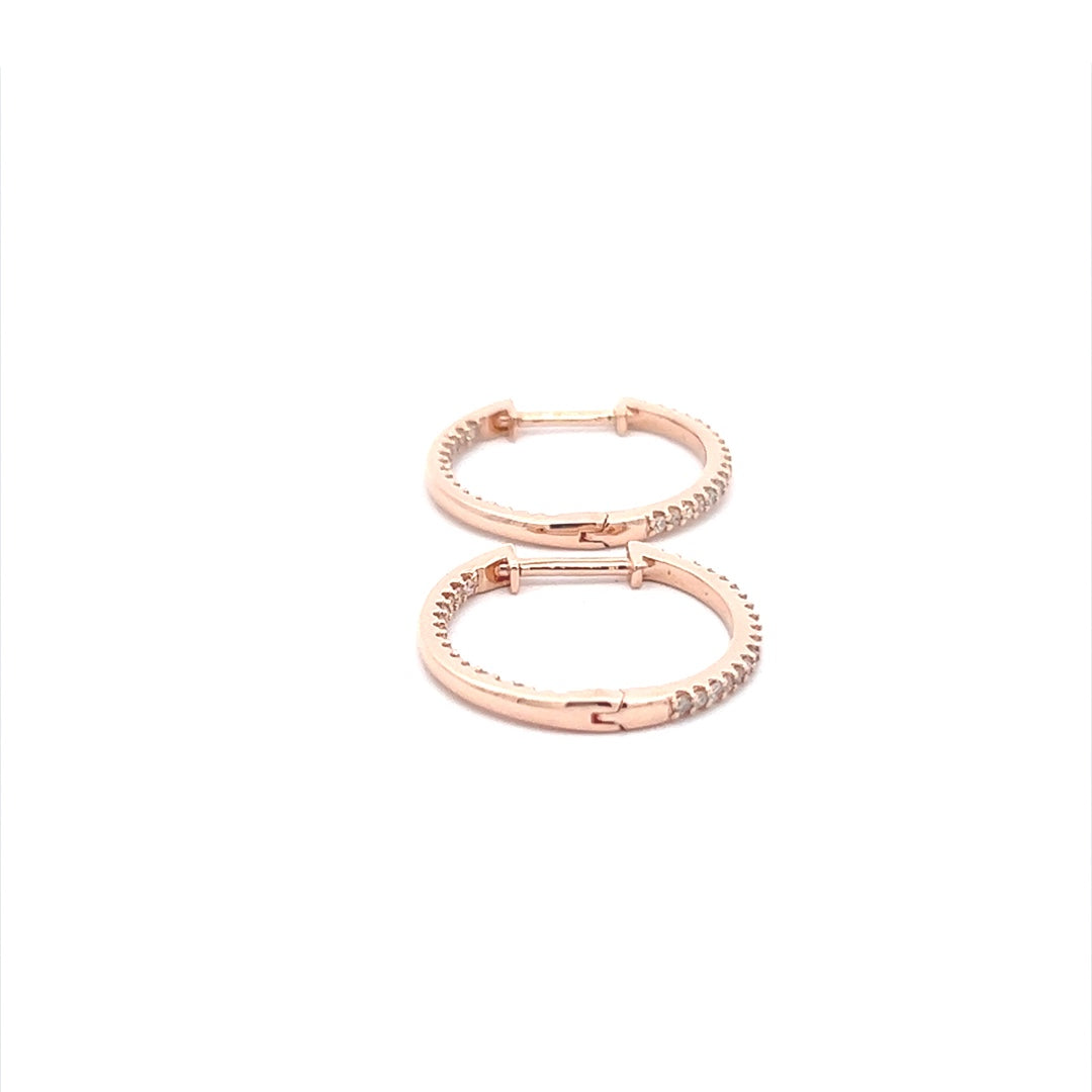 Diamond Huggie Hoops In 14K Pink Gold