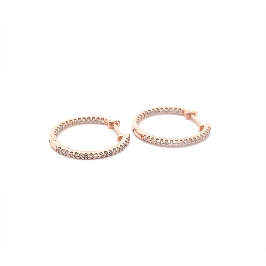 Diamond Huggie Hoops In 14K Pink Gold