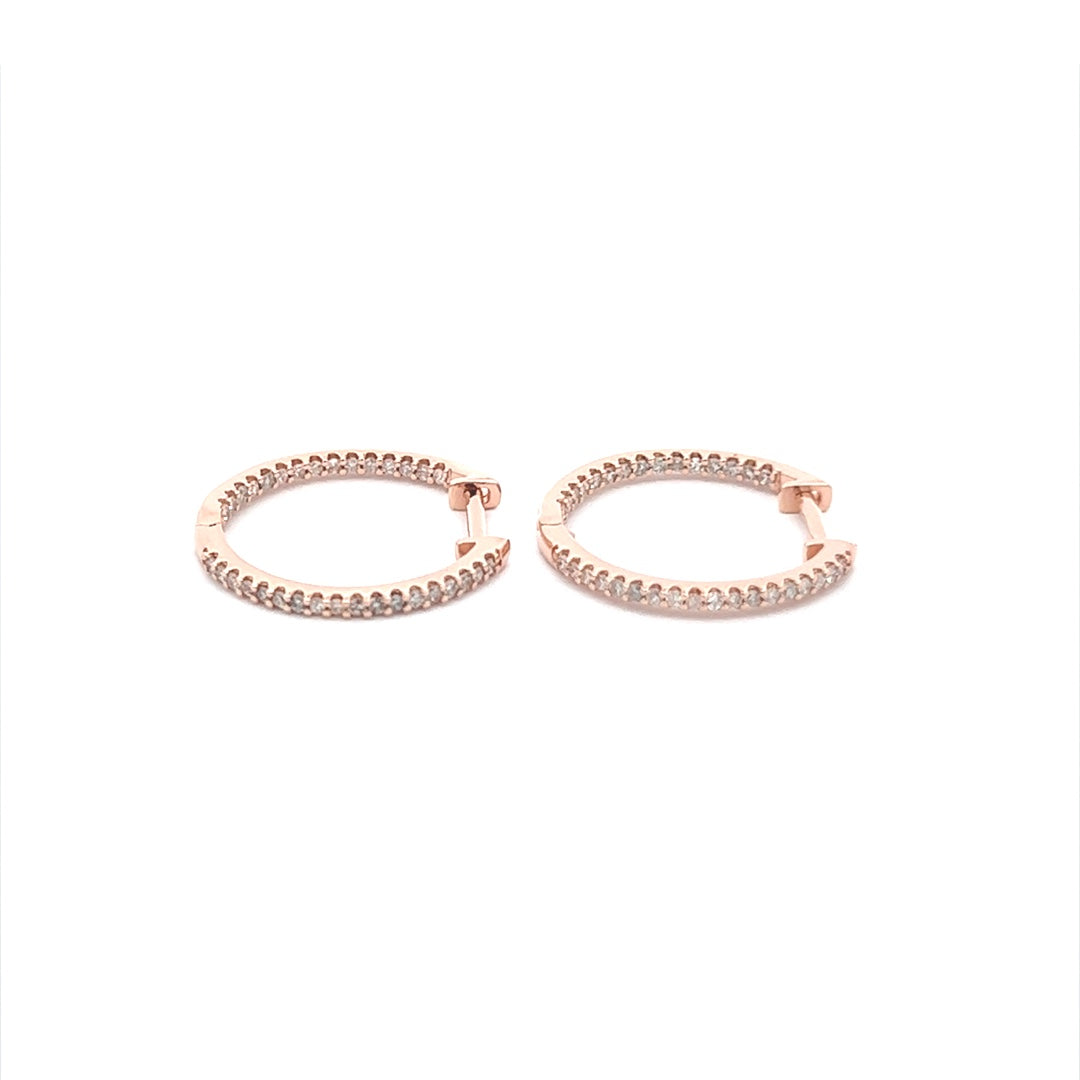 Diamond Huggie Hoops In 14K Pink Gold