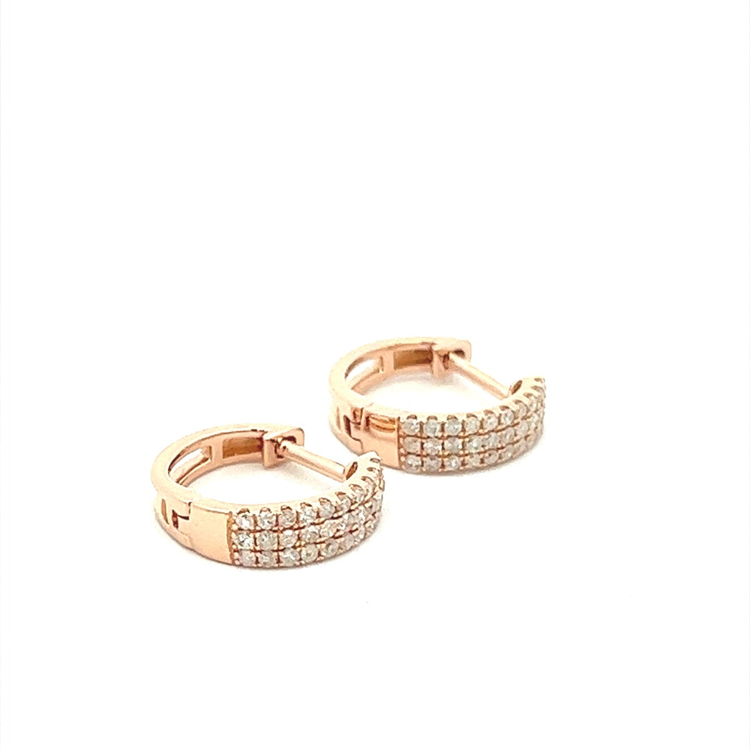 Diamond Huggie Hoops In 14K Pink Gold