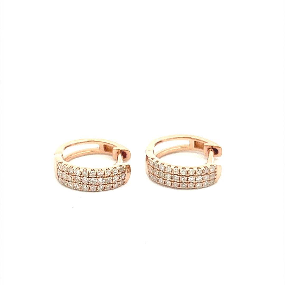 Diamond Huggie Hoops In 14K Pink Gold