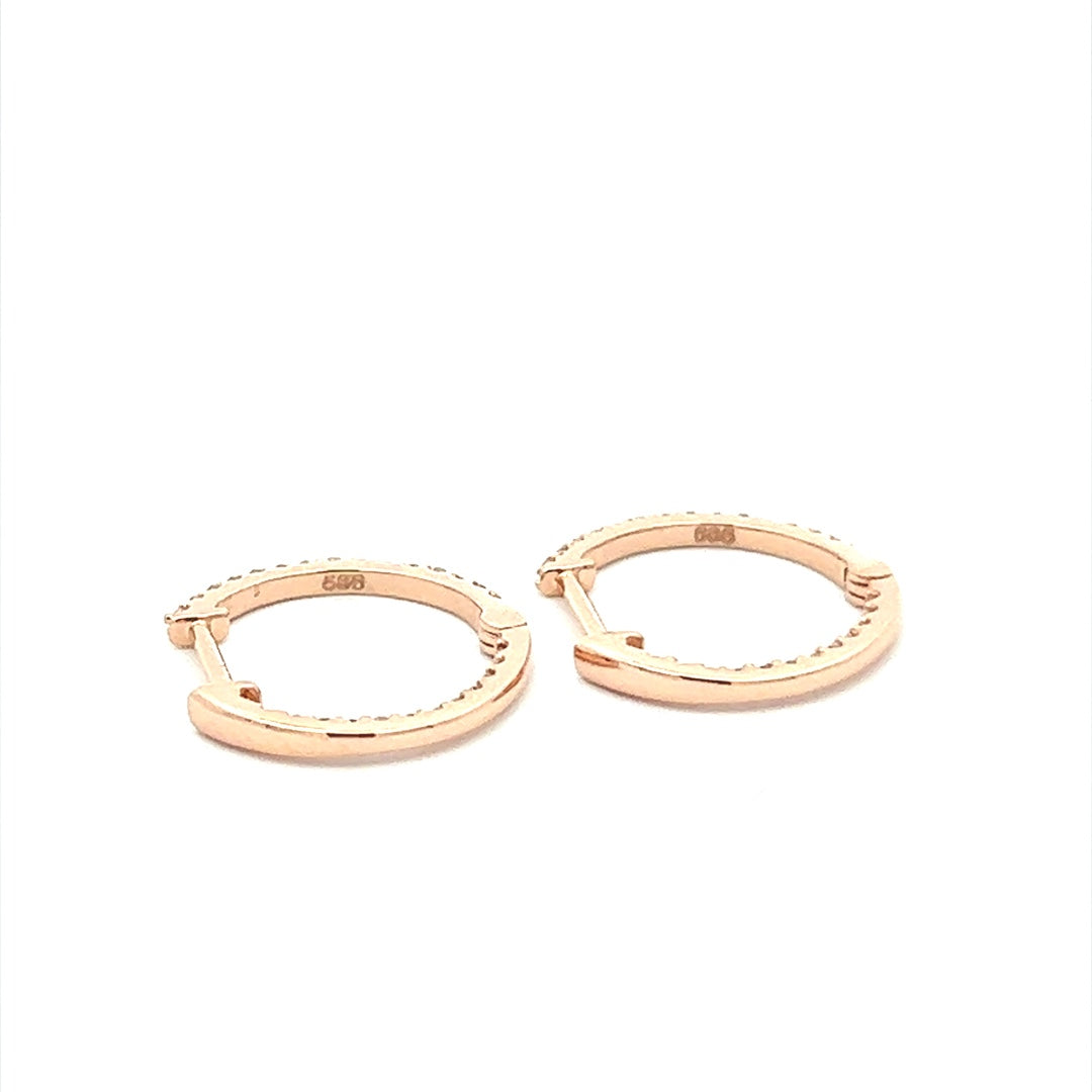 Diamond Eternity Hoops In 14K Pink Gold