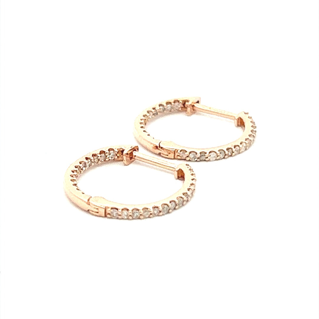 Diamond Eternity Hoops In 14K Pink Gold