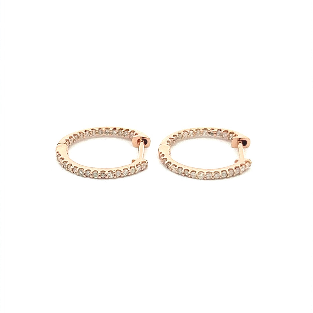 Diamond Eternity Hoops In 14K Pink Gold