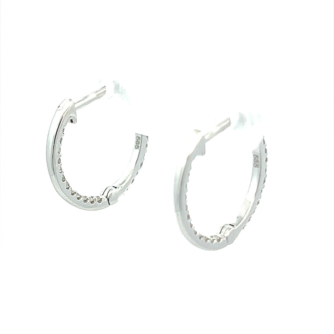 Diamond Eternity Hoops In 14K White Gold