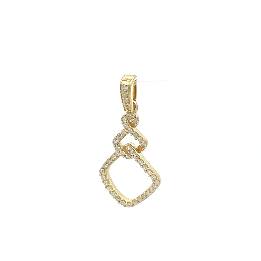 Interlinked Square Diamond Pendent In 14K yellow Gold