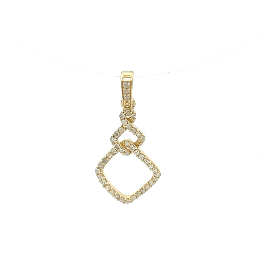 Interlinked Square Diamond Pendent In 14K yellow Gold