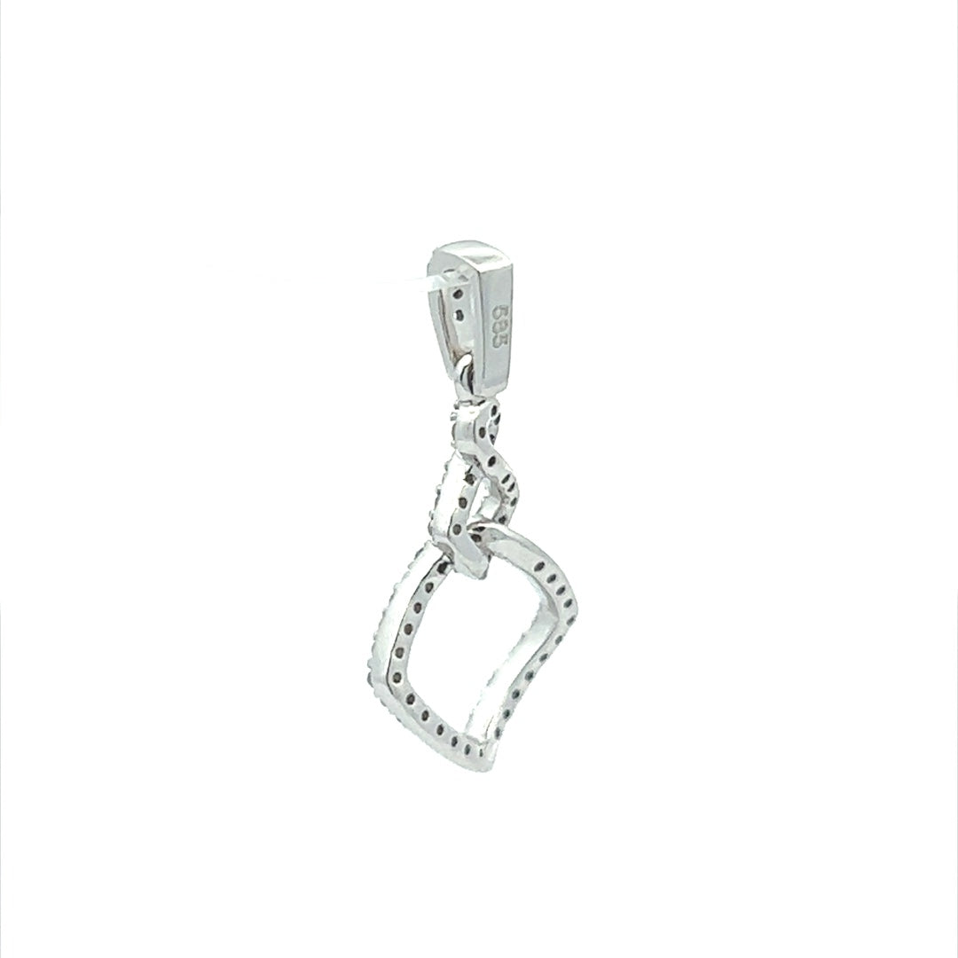 Interlinked Square Diamond Pendent In 14K White Gold