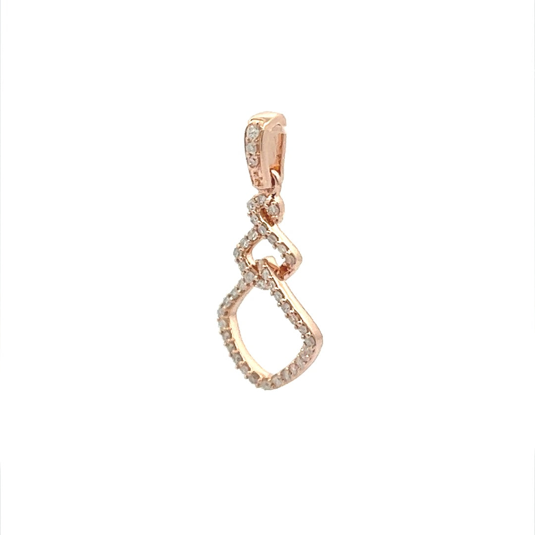 Interlinked Square Diamond Pendent In 14K Pink Gold