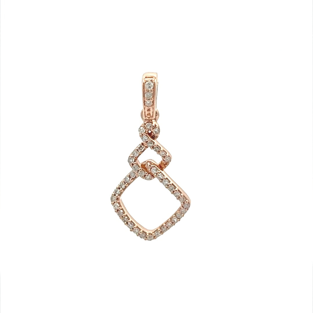 Interlinked Square Diamond Pendent In 14K Pink Gold