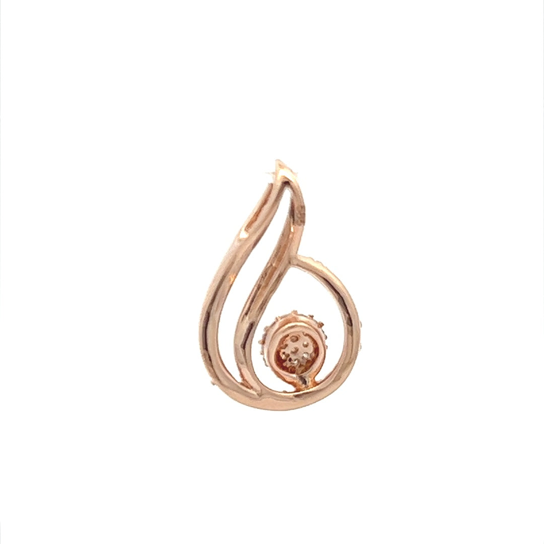 Diamond Water Droplet Pendent In 14K Pink Gold