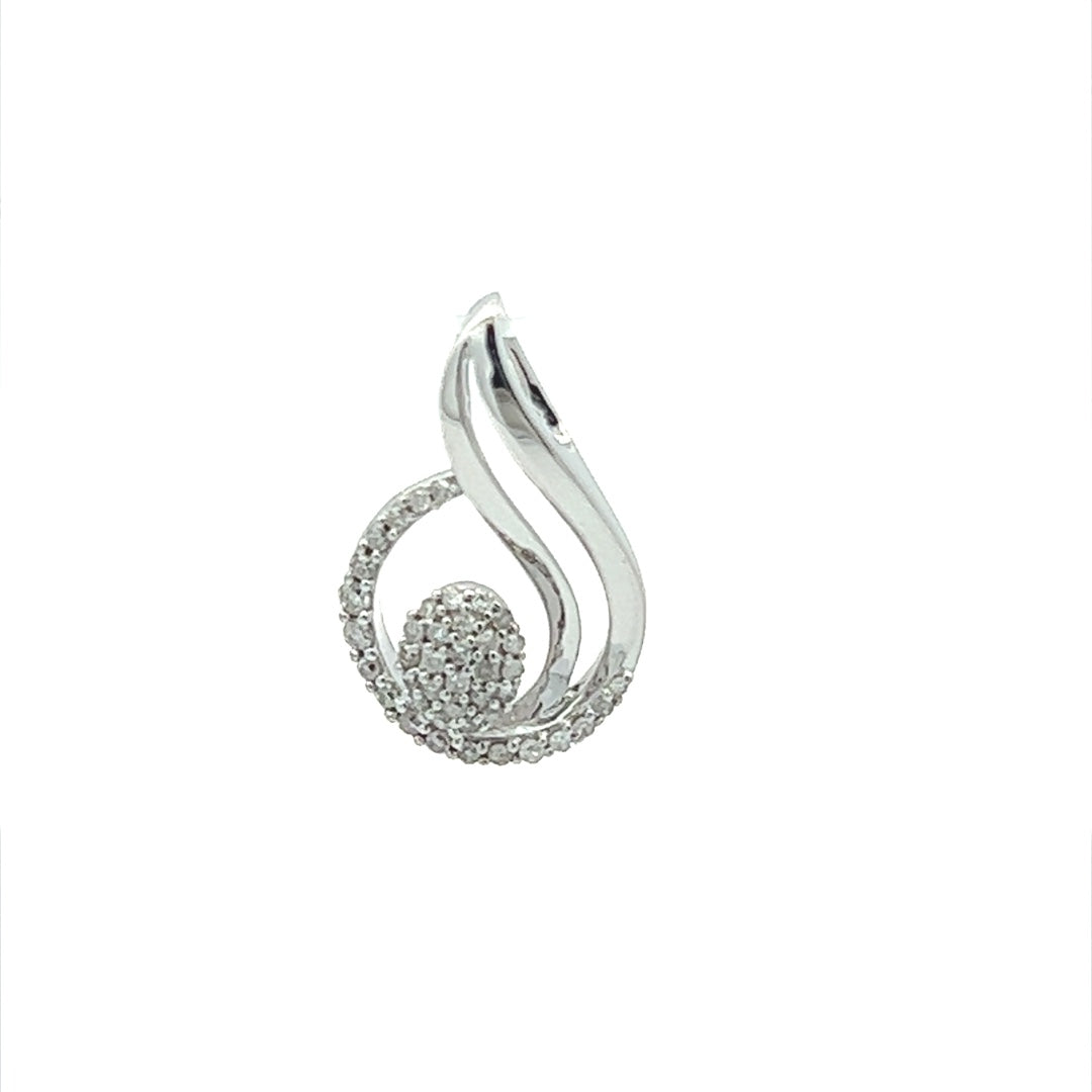 Diamond Water Droplet Pendent In 14K White Gold