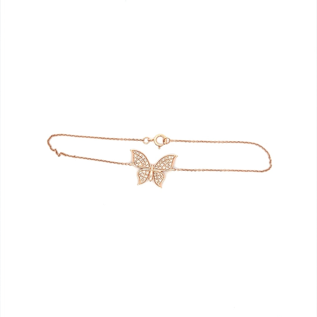 Diamond Butterfly Bracelet In 14K Pink Gold