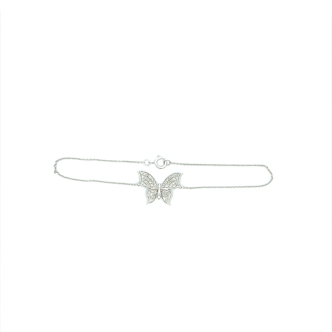 Diamond Butterfly Bracelet In 14K White Gold