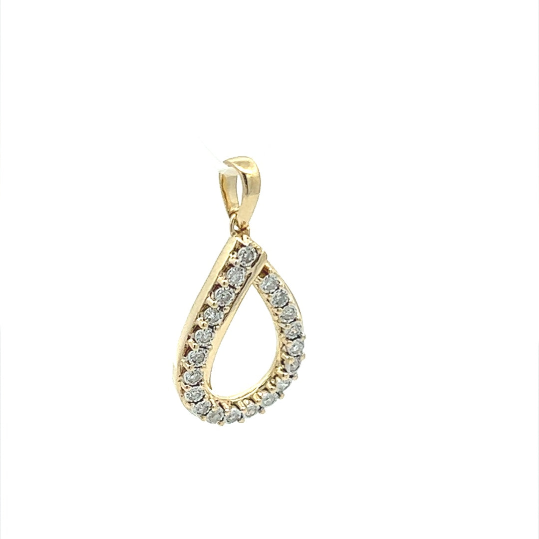 Diamond Teardrop Pendent In 14K Yellow Gold