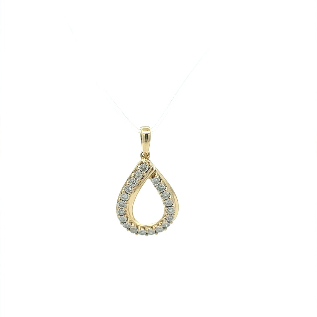 Diamond Teardrop Pendent In 14K Yellow Gold