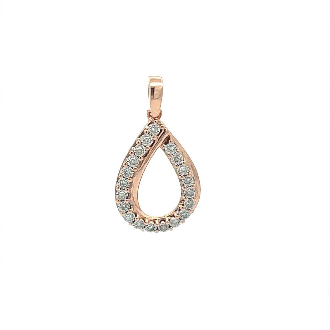 Diamond Teardrop Pendent In 14K Pink Gold