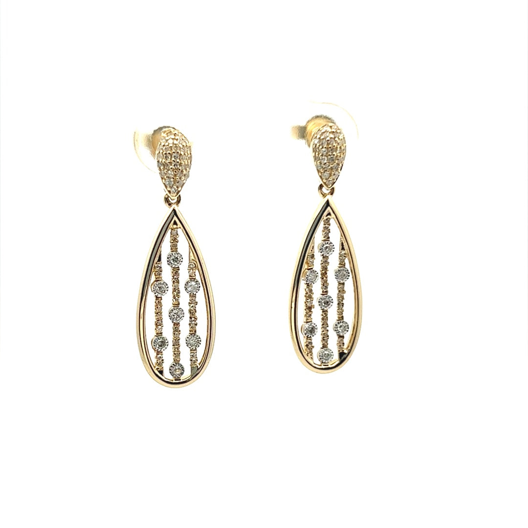 Dangle Drop Earrings In 14K Yellow Gold