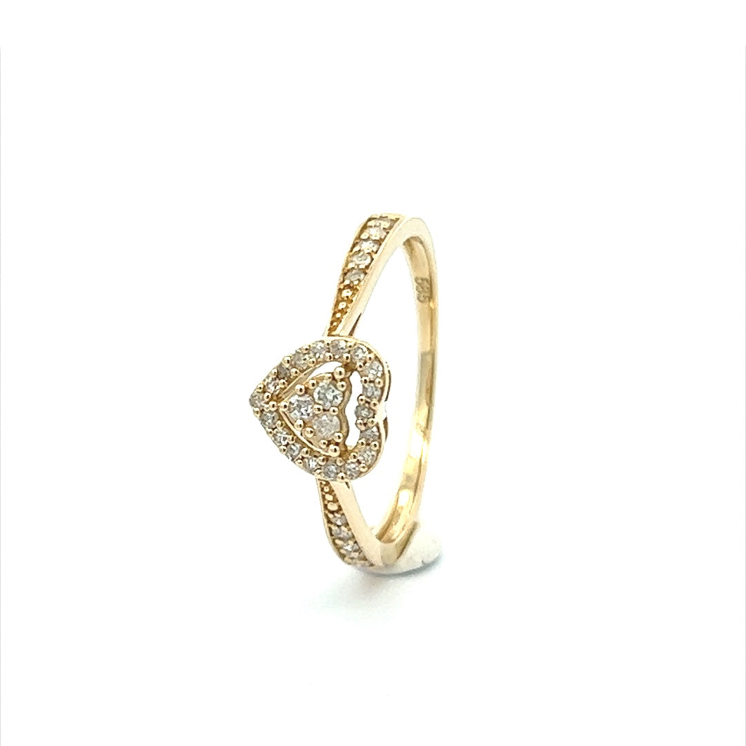 Heart Shaped Diamond Earrings In 14K Yellow Gold