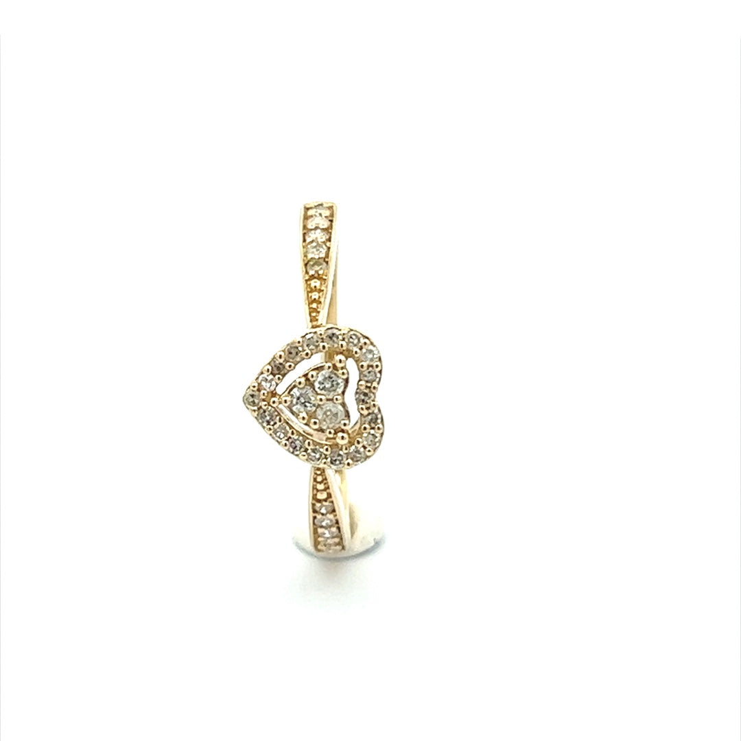 Heart Shaped Diamond Earrings In 14K Yellow Gold