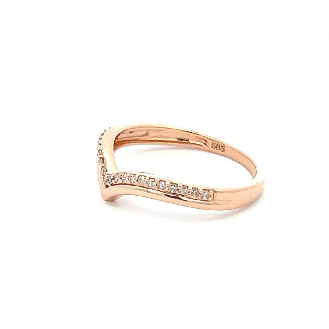 Wishbone Diamond Ring In 14K Pink Gold