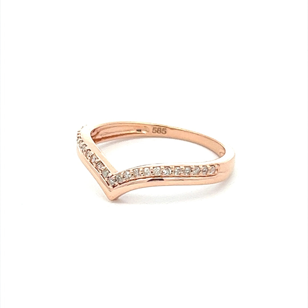 Wishbone Diamond Ring In 14K Pink Gold