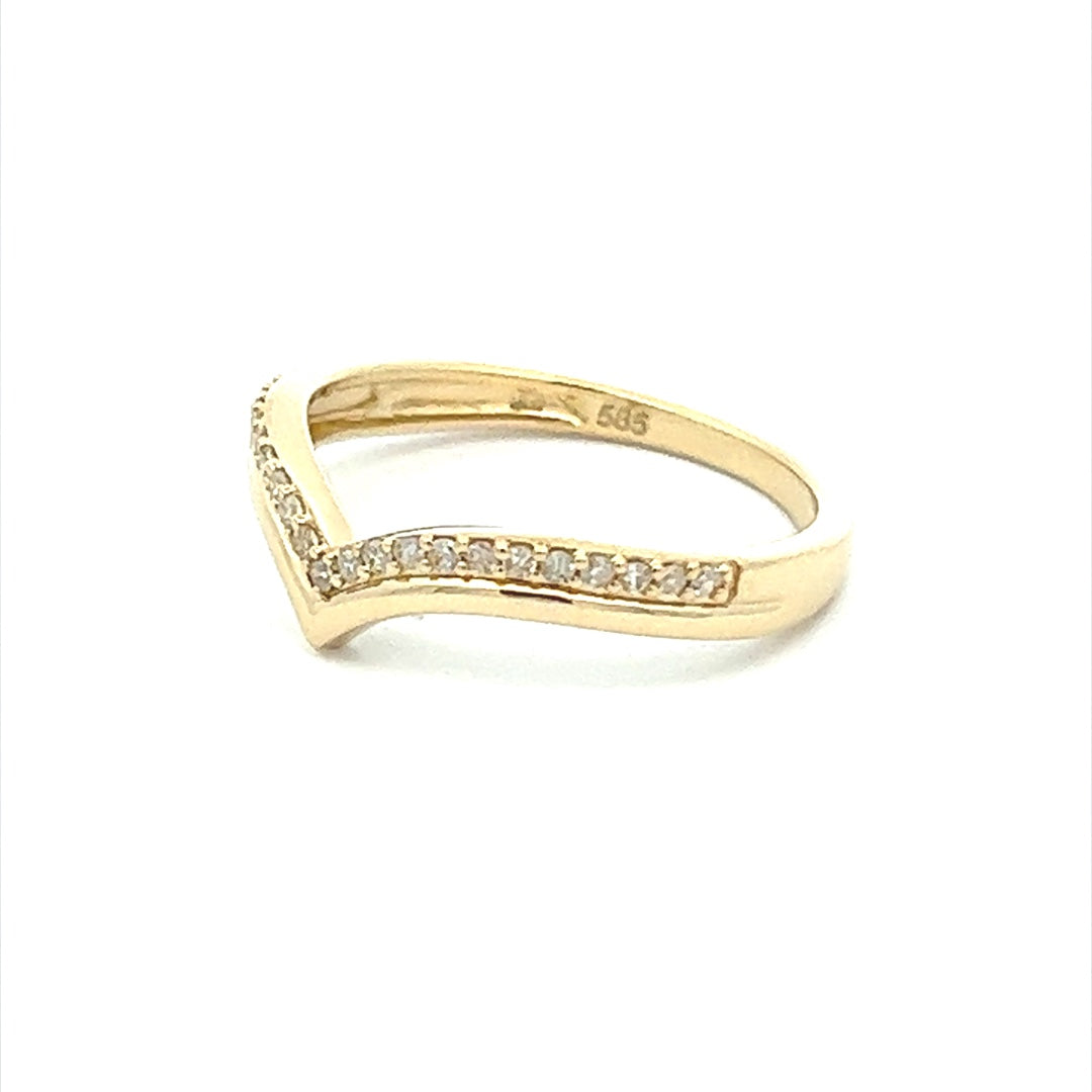 Wishbone Diamond Ring In 14K Yellow Gold